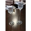 Image 1 : TWO GLASS CANDLE STANDS