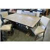 Image 2 : NEW HOME ELEGANCE RUSTIC FARMHOUSE STYLE DINING TABLE WITH METAL ACCENT BANDING AND 6 UPOLSTERED STU