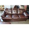 Image 3 : AS NEW BROWN LEATHER SOFA LOVESEAT AND MATCHING OTTOMAN