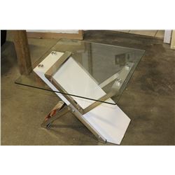 BRAND NEW MODERN STAINLESS GLASS TOP HOME ELEGANCE ENDTABLE