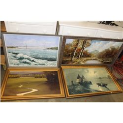 LOT OF OIL PAINTINGS ON CANVAS AND BOARD