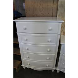 NEW WHITE HOME ELEGANCE 5-DRAWER HIGHBOY DRESSER RETAIL $599