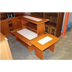 3 PIECE TEAK TILE TOP COFFEE TABLE SET