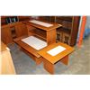 Image 1 : 3 PIECE TEAK TILE TOP COFFEE TABLE SET