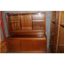 2-PIECE TEAK ILLUMINATED DISPLAY CABINET