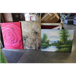 THREE LARGE CANVAS PICTURES