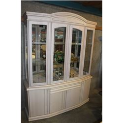 LARGE BLEACHED OAK CHINA CABINET