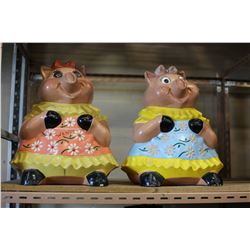 TWO LOVELY LARGE PIGGY BANK PIGS