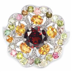 Natural Fancy Sapphire Granet Tourmaline Ring