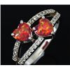 Stunning Fire Double Heart Opal Ring