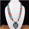Tibet Hand Made Turquoise, Coral, Lapis Lazuli Necklace