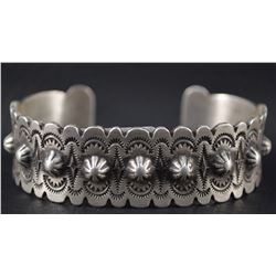 NAVAJO SILVER BRACELET BY VERNON TRACY