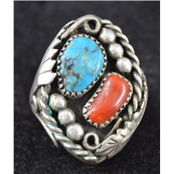 NAVAJO SILVER RING SIGNED PB