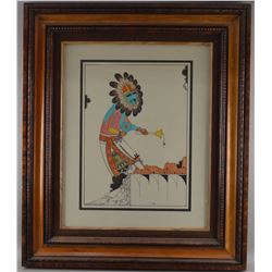 HOPI PAINTING  BY E SUMATZKUKU