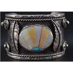 NAVAJO SILVER CUFF SIGNED WITH LOGO