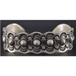 NAVAJO SILVER BRACELET BY VERNON TRACY