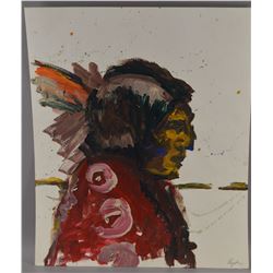 ORIGINAL NEZ PERCE PAINTING BY FRANK BUFFALO HYDE