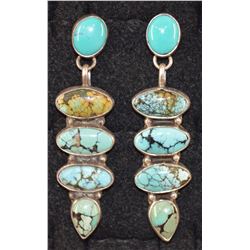 NAVAJO SILVER EARRINGS J.B. PLATEREO