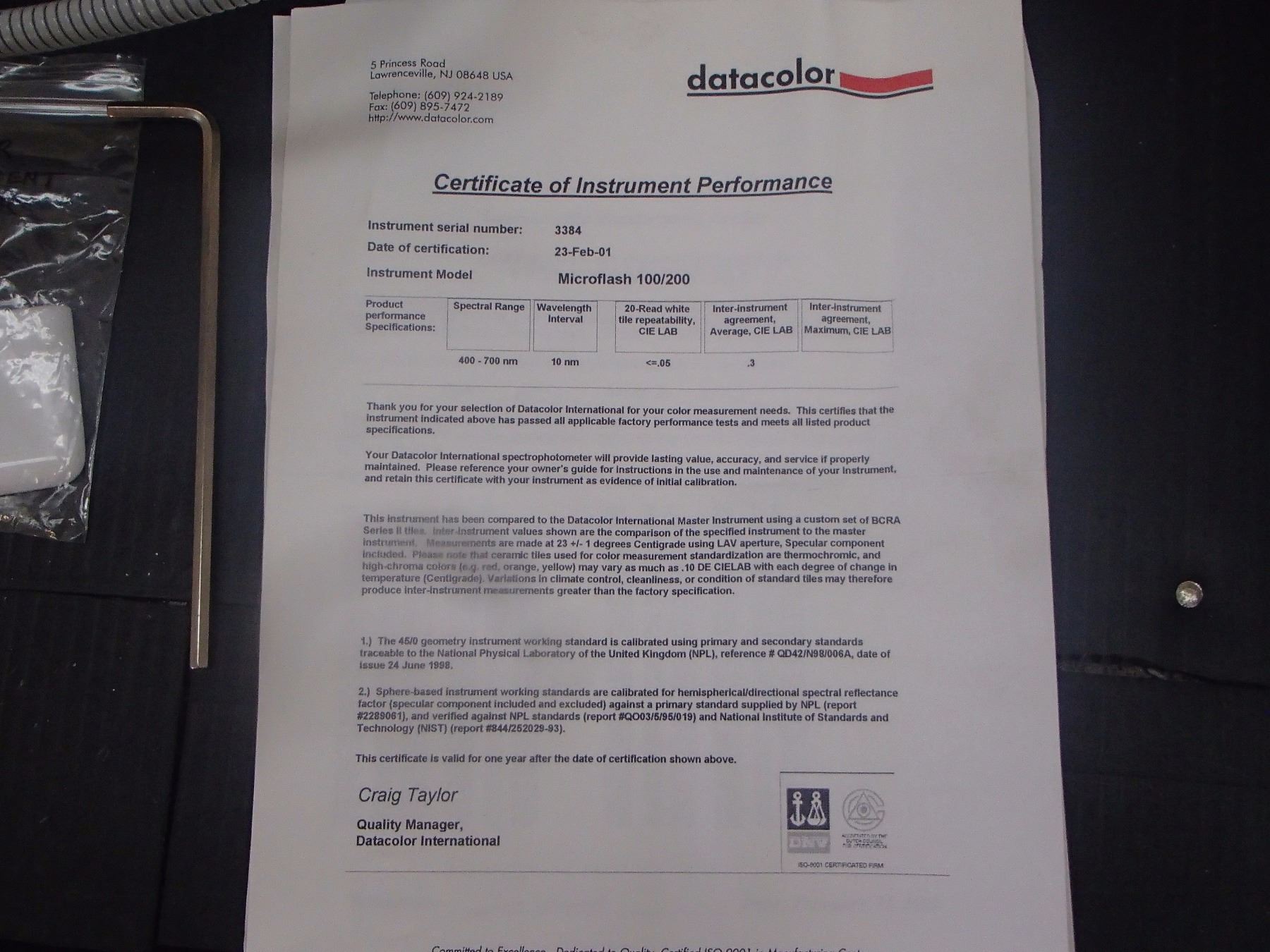 Datacolor Spectrophotometer Microflash 100/200 Unit
