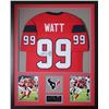 Image 1 : J.J. Watt Signed Texans 43" x 35" Custom Framed Jersey (JSA COA)