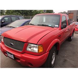 2003 FORD RANGER, PICKUP, RED, VIN#1FTYR44U53PA28675, 169,861KMS, MANUAL, GAS, RD,CD,TH, WONT