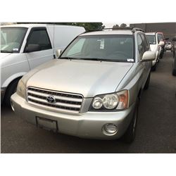 2001 TOYOTA HIGHLANDER, 3.0L V6, GREY, SUV, VIN# JTEHF21A610010517, 213,093KMS, AUTOMATIC, GAS,