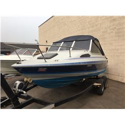 1989 20' BAYLINER INBOARD CUDDY, 124 HP, HULL #BL3C500KK889, WITH 1996 ESCO BOAT TRAILER, GREY, VIN