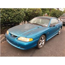 1995 FORD MUSTANG SRS, BLUE, 2 DOOR COUPE, VIN #1FALP4044SF246316, 209,744KMS, GAS, MANUAL,  3.8L