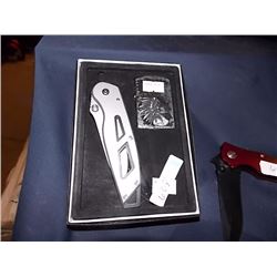NEW FOLDING KNIFE WITH LIGHTER WITH INDIAN IMAGE
