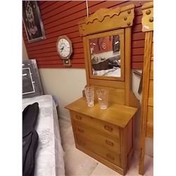 VINTAGE EAST LAKE QUEBEC ASH DRESSER WITH MIRROR - CIRCA 1870
