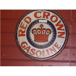 AUTOMOBILIA MOMORABILIA - METAL SIGN - RED CROWN GASOLINE