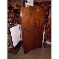 VINTAGE WALNUT FITTED MINI WARDROBE - 1940'S