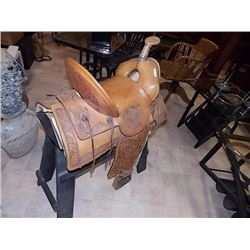 WESTERN SADDLE - HAND TOOLED - LIKE NEW