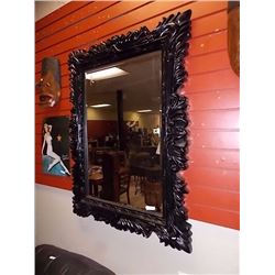 LARGE ORNATE WALL MIRROR WITH BLACK FRAME - 30 X 40"