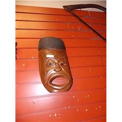 HAND CRAFTED CARVED WOOD MASK - singing