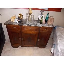 OAK SIDE BOARD WITH MARBLE TOP