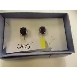 EARRINGS - 2.5 CTW ROUND FACETED SAPPHIRE( & DIAMOND IN STERLING SILVER SETTING - RETAIL ESTIMATE $4