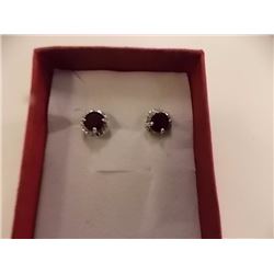 EARRINGS - NEW GARNET & DIAMONDS IN STERLING SILVER SETTING - ESTIMATED RETAIL $275