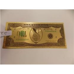 GOLD FOIL BILL - 24 K - USA $2 - not legal tendar