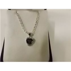 NECKLACE - 1.9CT HEART FACETED MYSTIC TOPAZ & ROUND FACETED DIAMOND IN STERLING SILVER SETTING - INC