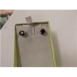 EARRINGS- 1.75CTW GARNET & DIAMONDS IN STERLING SILVER SETTING - RETAIL ESTIMATE $350