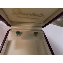 EARRINGS - 1.8CTW HEART FACETED EMERALDS IN STERLING SILVER SETTING - INCLUDES CERTIFICATE $275