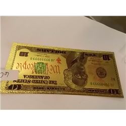GOLD FOIL BILL - 24 K - USA $10 - not legal tendar