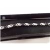Image 2 : BRACELET - 7.2 CTW OVAL FACETED SAPPHIRE (12) & DIAMOND IN STERLING SILVER CROSS OVER DESIGNED SETTI