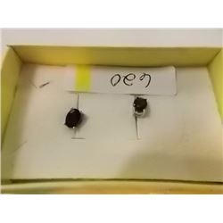 EARRINGS - 3 CTW OVAL FACETED GARNET IN STERLING SILVER SETTING - POST & BUTTERFLY BACKING - RETAIL 