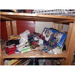 SHELF LOT OF NEW ITEMS - INCLUDING DUDLEY THE KIT & NINJA TURTLE BALL