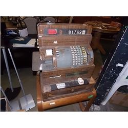 VINTAGE NATIONAL CASH REGISTER WITH WOOD TONE METAL