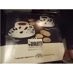 NEW CAPACHINO SET - BIALETTE CUP & SAUCER SET - 8PC - RETAIL ESTIMATE $49.99