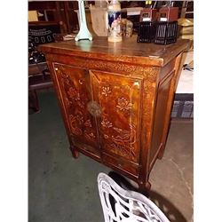 ORNATE CABINET - SOLID WOOD WITH CARVED FRONT