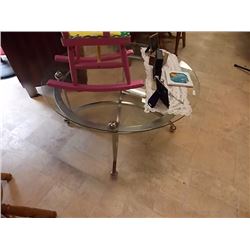 ROUND GLASS TOP COFFEE TABLE